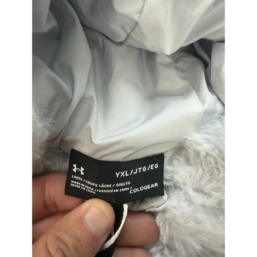 Under Armour Youth Fleece Cozy Jacket Xl Off White Zip Fuzzy Loungewear Soft